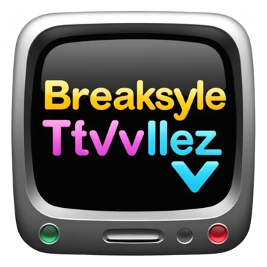un gif texte qui défile  "BREAKSTYLEZ TV"  change de couleur sur fond noir sticker