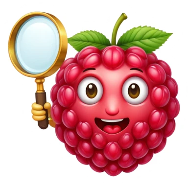 A raspberry holding a magnifiyng glass more natural sticker
