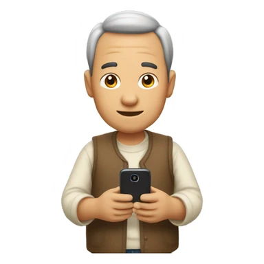 villager using a smart phone sticker