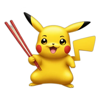 Pikachu with chopsticks  sticker