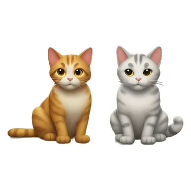 two giant cats next to a little house sticker