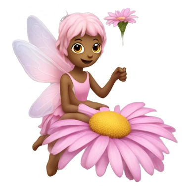 small pink fairy on a daisy flower sticker