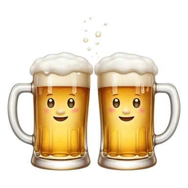two beer mugs clinking together in a toast sticker