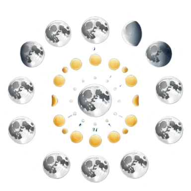 lunar month cycle showing different moon phases from new moon to full moon sticker