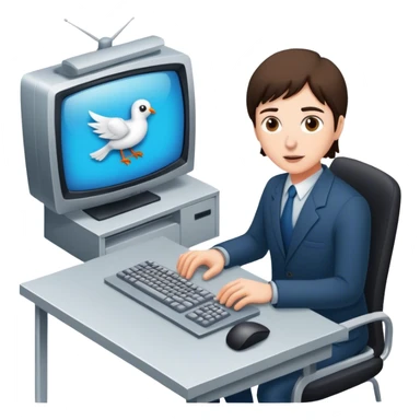 An office worker works at a computer in the TV series "Severance", from a bird's-eye view. sticker