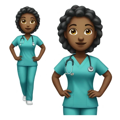 Black girl full body turned left in scrubs uniform without stethoscope  sticker
