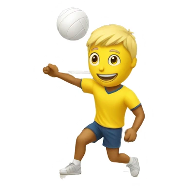 Yellow Man in shorts playing volleyball hitting a ball sticker