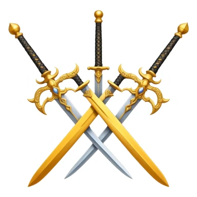 Two powerful on fire fully golden fiery royal crossed swords sticker