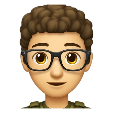 cria uma imagem de um rapaz de óculos e cabelo com corte militar castanho escuro a dar um beijo na bochecha de uma menina morena mais baixa que ele com óculos no meio de uma floresta sticker