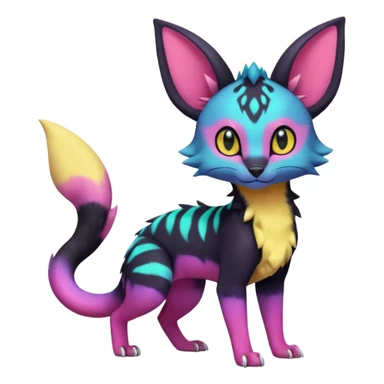 Neon pastel Salandit-Umbreon-Genet-Noivern-Noibat-Serval-Hybrid (Full body) sticker