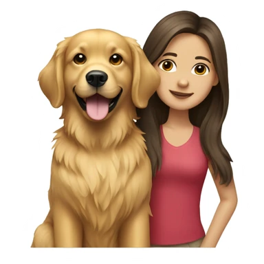 golden retriever with brunette girl  sticker