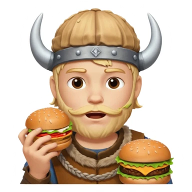 boy viking eating burger sticker