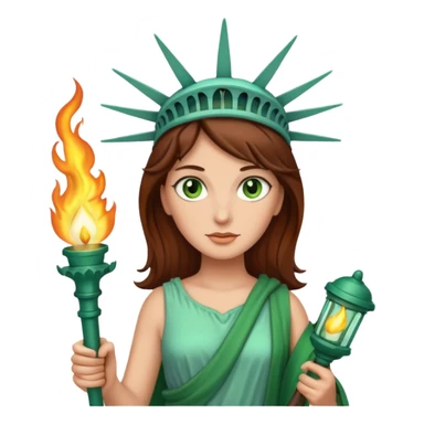 Lady Liberty with green eyes, brown hair sticker