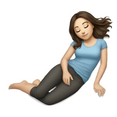 white girl brunette hair laying down on pillow  sticker