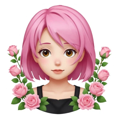 Gorgeous pastel pink anime lady roses with blushy cheeks sticker