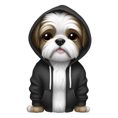 Black and white shitzu wearing hoodie sticker