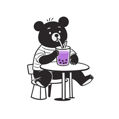 Change the boba tea to a taro flavor with purple color, keep the bear and style the same. sticker