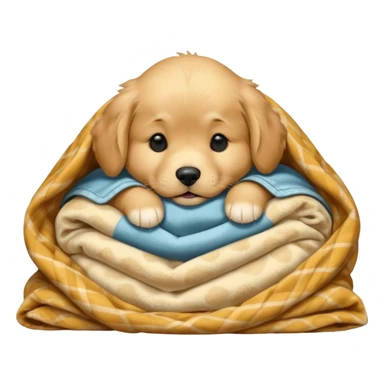 golden retriever puppy sleeping with a blanket sticker