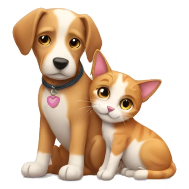 dog and cat cuddling  sticker