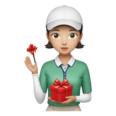 Korean Female Golf player with gift nice outfit sticker