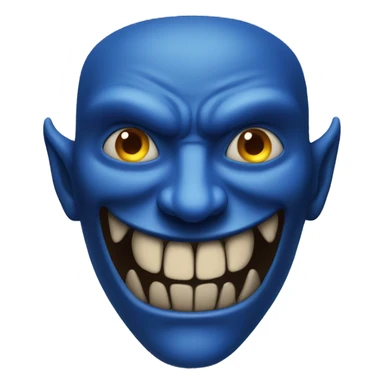 blue demon with a creepy smile sticker