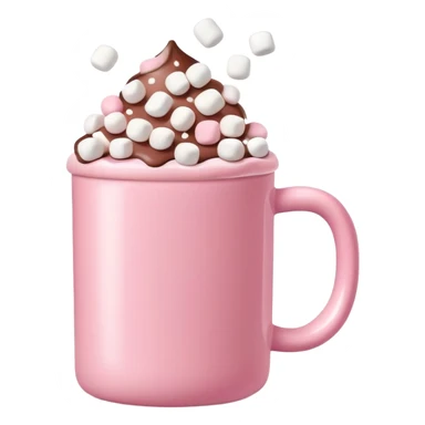 hot chocolate in a pink mug with mini marshmallows floating on top sticker
