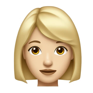 Create a stylized portrait of a woman with light blonde, slightly wavy shoulder-length hair and bangs. She has light skin and large, expressive hazel eyes with eyeliner.  sticker
