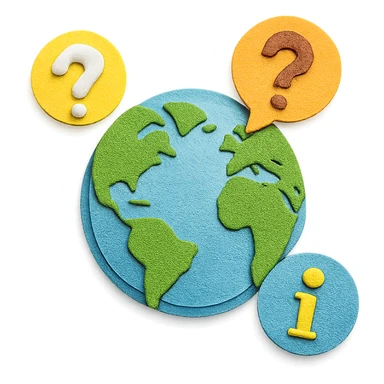 paper craft style globe with quiz icons sticker