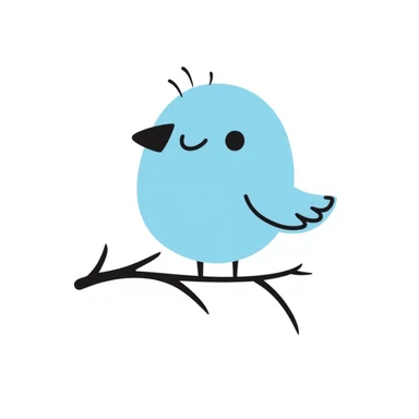 blue bird, hand drawn, sketchy, cute sticker