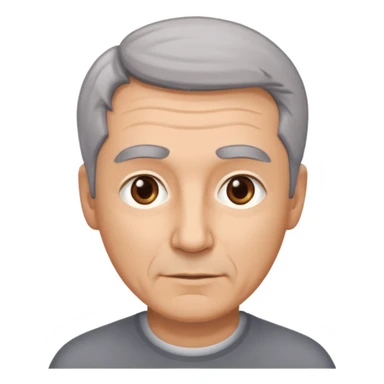 Illustrated emoji of a middle aged man with receding grey hair and brown eyes sticker