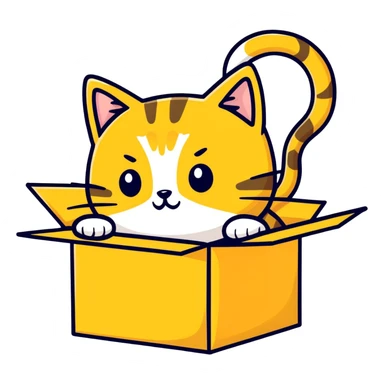Golden cat in a box sticker