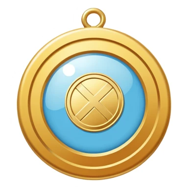 gold medal with bandage and a magnified engraved on it sticker