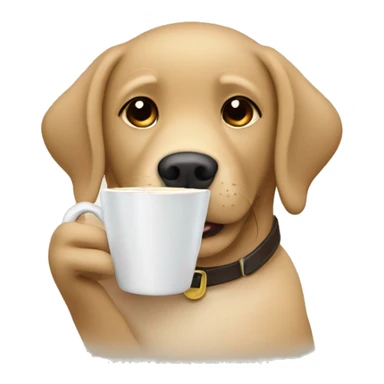 Labrador retriever drinking coffee sticker