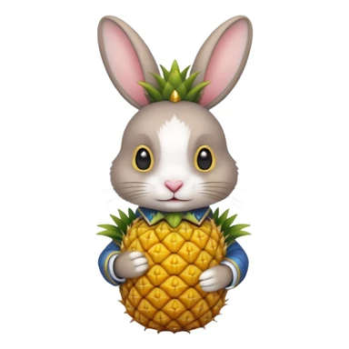 rabbit, wearing chinese ancient custome, with pine apple sticker