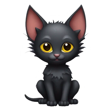 Black-Vampire-Batty-Lykoi-Cat-Fakémon-Cat With Bat-wings for ears sticker
