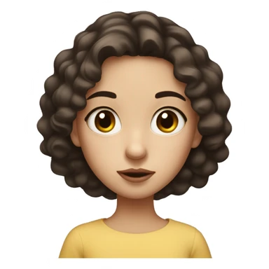 girl with white spots around her eyes, dark brown hair, brown big eyes and lips sticker