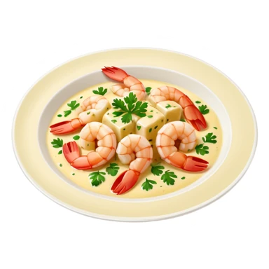 Shrimp scampi Italian dish on a white plate sticker