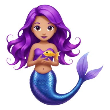 Purple tail mermaid with fish pet sticker