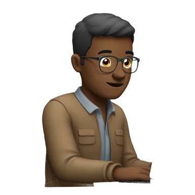  man studying on a computer. sticker