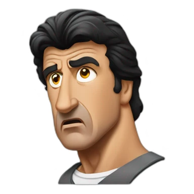 sylvester stallone serious cartoon wearing shirt sticker