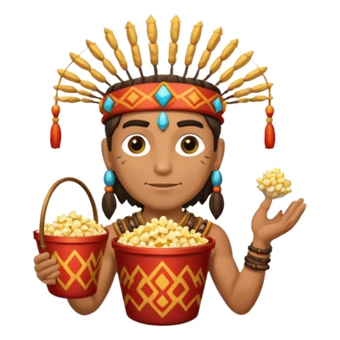 a shaman holding a bucket of popcorn sticker