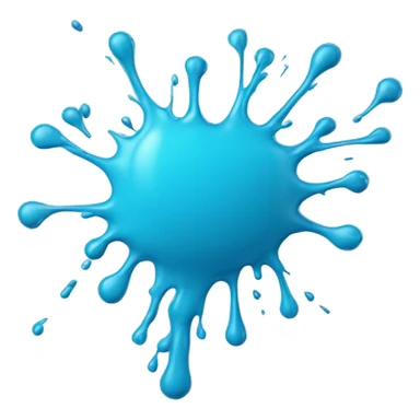 Glowing Cyan blue paint splash splatter drip sticker