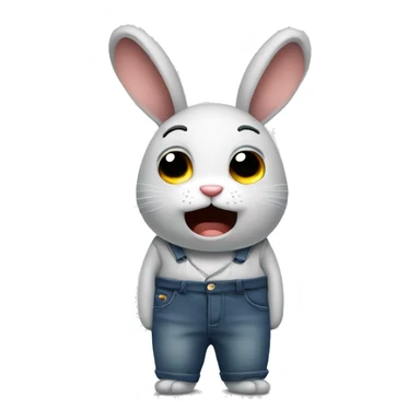 an anxious rabbit in pants half body  sticker