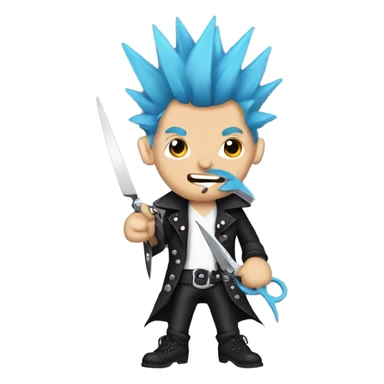 Punk rocker Wizard holding scissors cutting hair  sticker