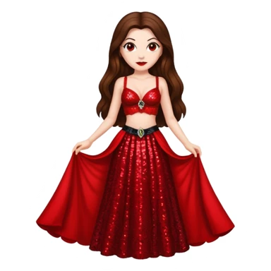 Countess Dracula with long brown hair, red sequin bra, red sequin long skirt  sticker