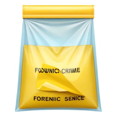 3D render of Yellow Tape inside a clear plastic evidence bag, sterile lighting, forensic crime scene aesthetic, plastic reflection. sticker