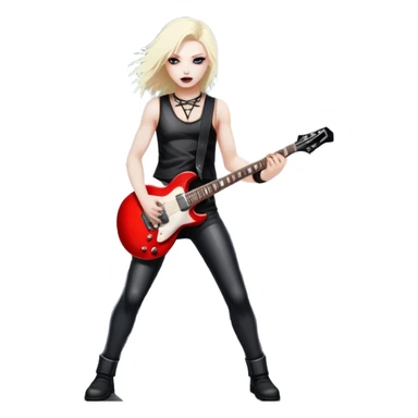 Icon for Heavy Metal: a metal band on stage, with electric guitars, drums, and a powerful vocalist. The atmosphere is intense with flashing lights, music notes, and a crowd of fans. The design should capture the energy and power of a live heavy metal performance. Transparent background. sticker