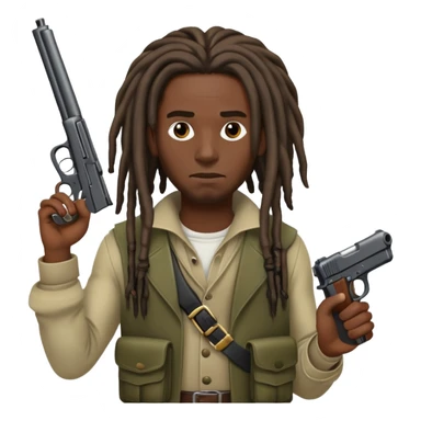 ghetto man with gun and dreads sticker