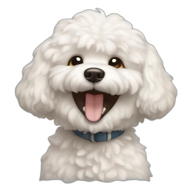 full brown dog bichon laughing sticker