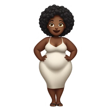 Curvy black woman with a giant belly sticker